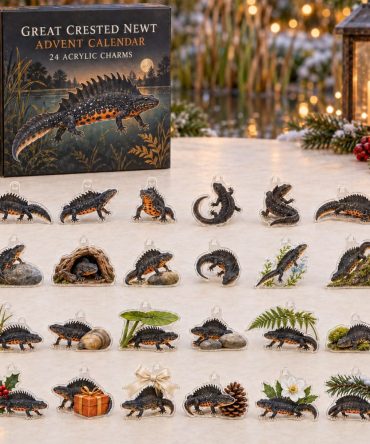 Premium Holiday Countdown Set — 24 Collectible Great Crested Newt Acrylic Charms , Gift, Keychains, Stocking Stuffers