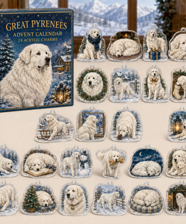 Great Pyrenees Winter Advent Calendar — 24 Gentle Acrylic Pyrenees Charms, Heartfelt Holiday Gift For Large-Breed Lovers