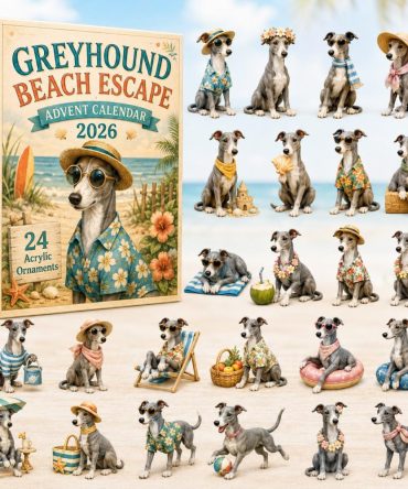 2026 Greyhound Beach Escape Advent Calendar – 24-Day Acrylic Charms Countdown, Coastal Dog-Themed Keepsake Set