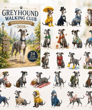 2026 Greyhound Walking Club Advent Calendar – 24-Day Acrylic Charms Countdown, Dog Lover Gift & Collectible Ornaments