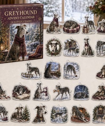 Greyhound Holiday Countdown Calendar — 24 Handcrafted Acrylic Dog Charms, Festive Gift For Greyhound Owners & Collectors