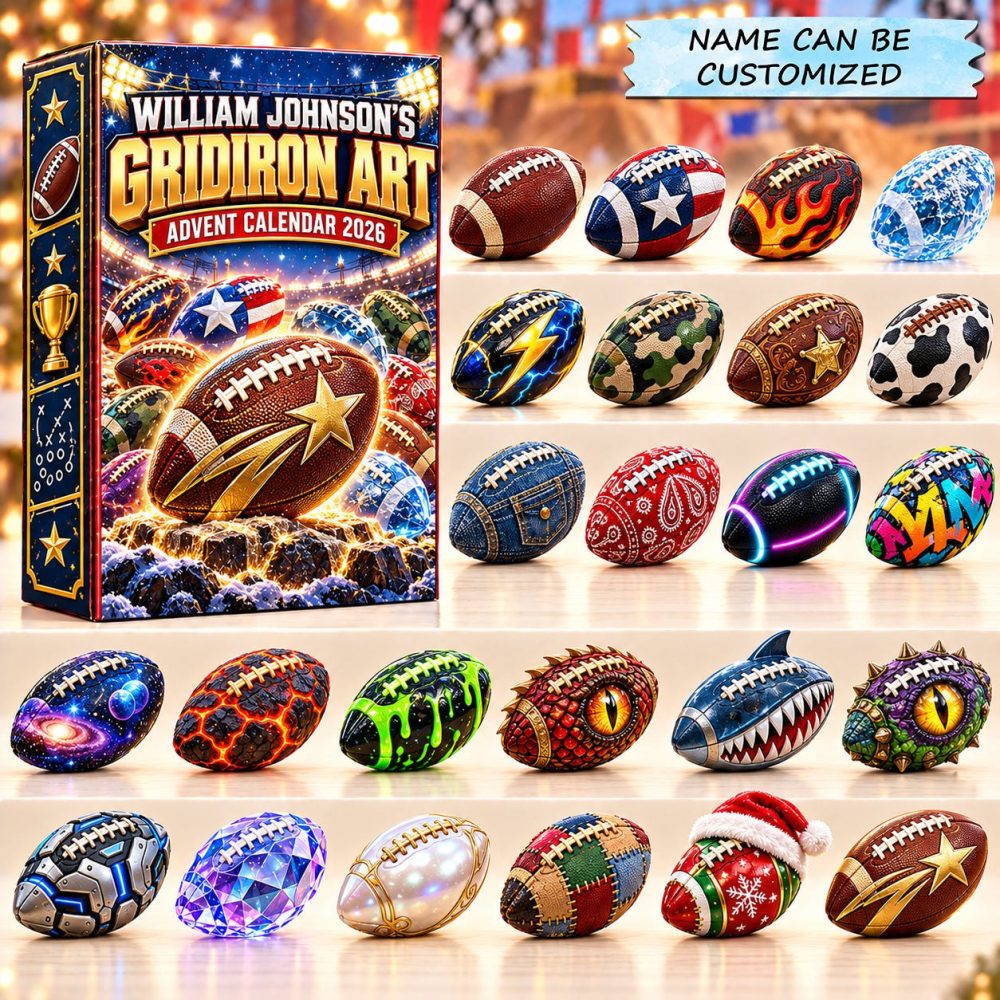 Gridiron Art Collector'S Advent Calendar 2026 — 24-Day Football-Themed Countdown With Acrylic Art Charms, Unique Fan Decor
