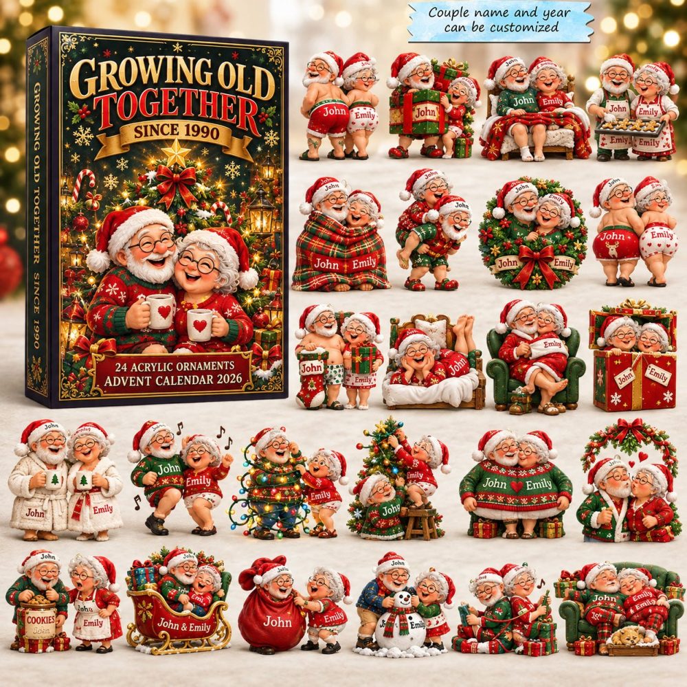 Growing Old Together 24-Day 2026 Love Countdown — Couples Christmas Charm Calendar With Acrylic Keepsakes & Romantic Display Stand