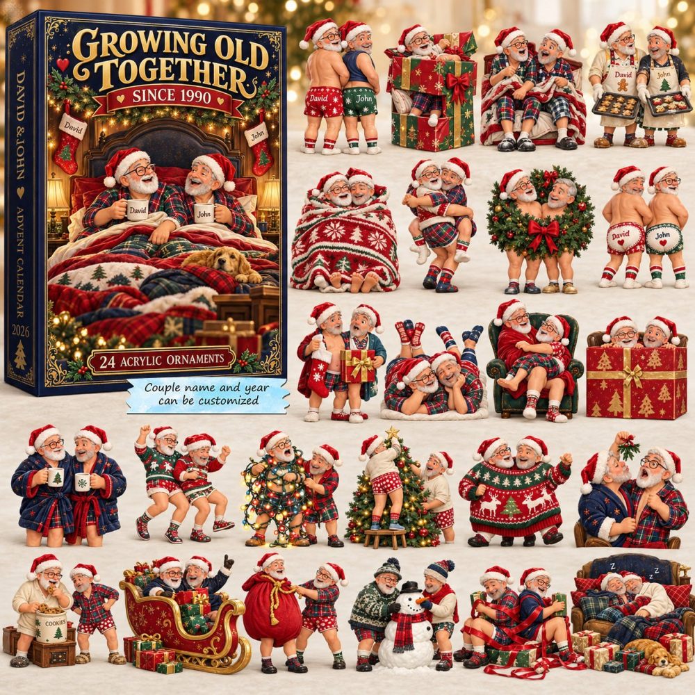 2026 Growing Old Together 'His Love' Countdown — 24 Acrylic Charm Keepsakes, Masculine Romantic Advent Gift For Husband Or Partner