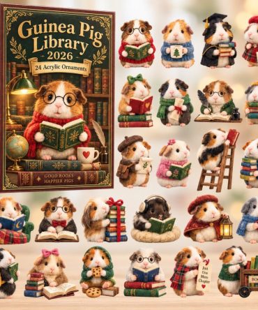 Guinea Pig Library Advent Calendar 2026 — 24-Day Acrylic Charm Set With Bookish Guinea Pig Designs , Cute Gift For Readers & Pet Lovers