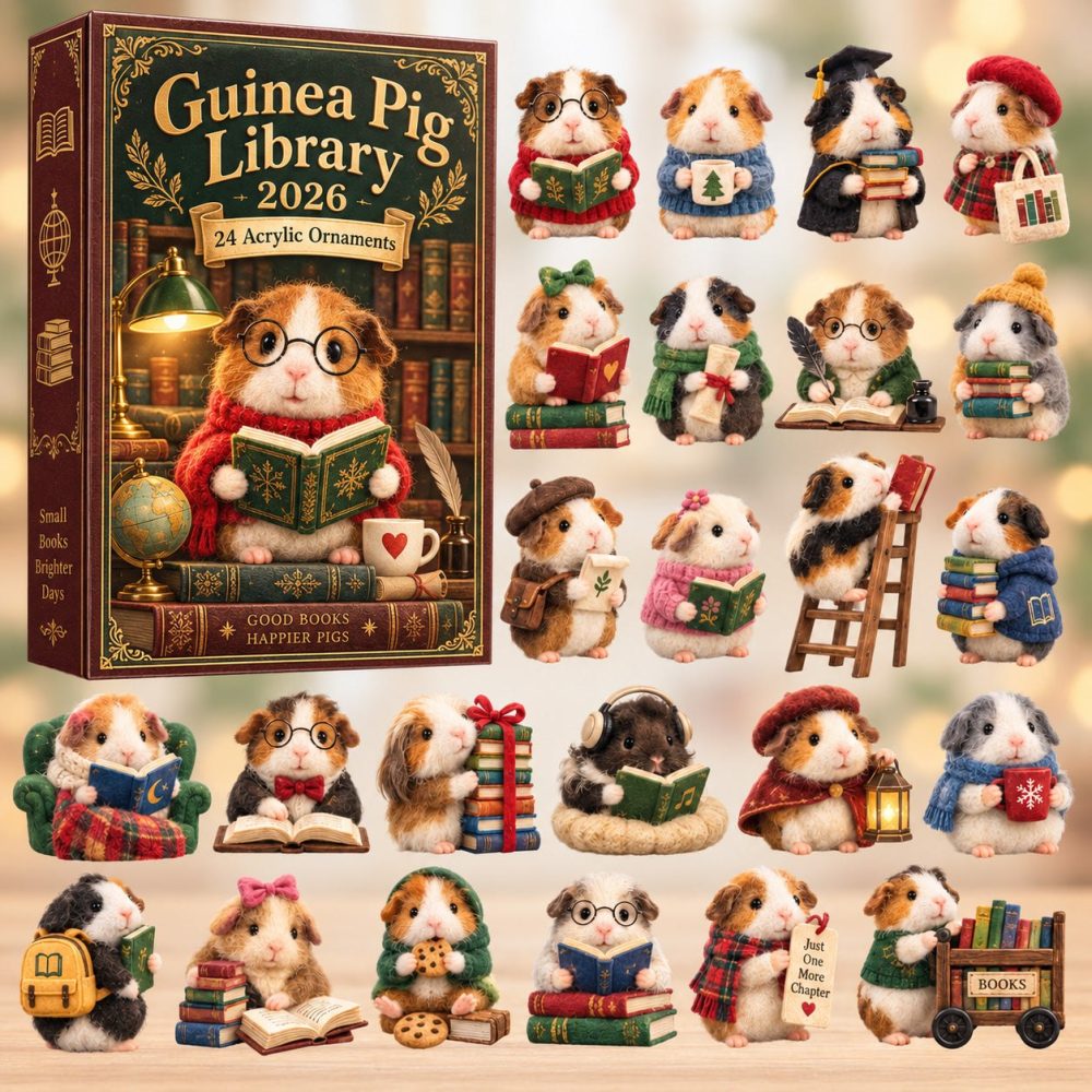 Guinea Pig Library Advent Calendar 2026 — 24-Day Acrylic Charm Set With Bookish Guinea Pig Designs , Cute Gift For Readers & Pet Lovers
