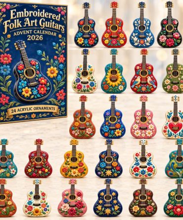 Country Rhythm Guitar Advent Calendar - 24-Day Acrylic Music Charms, Rustic Holiday Countdown For Country Music Fans