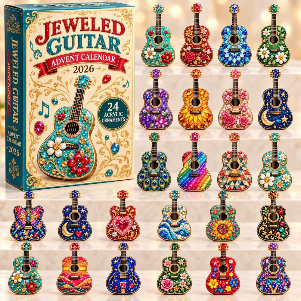 Musical Soul Guitar Advent Calendar - 24-Day Acrylic Music Charms, Inspirational Holiday Countdown For Musicians