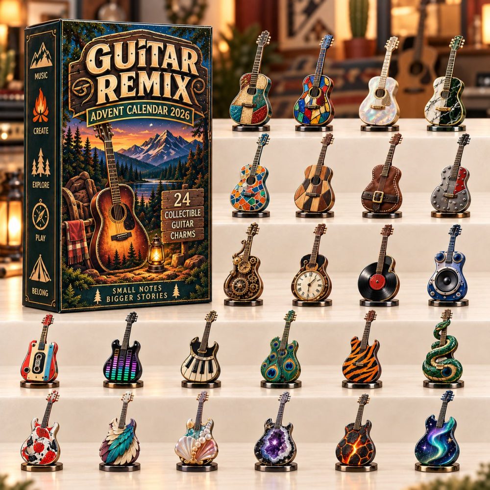 Guitar Remix 24-Day Musician Countdown - Acrylic Guitar Charms & Daily Riffs, Perfect Holiday Gift For Players And Songwriters