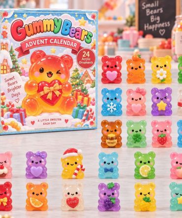 2026 Gummy Bears Acrylic Charm Countdown - 24 Sweet Bear Charms, Candy-Inspired Holiday Advent Set & Fun Stocking Stuffers