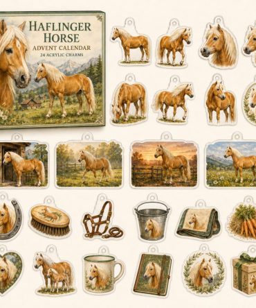Haflinger Horse Holiday Countdown Set — 24 High-Detail Acrylic Haflinger Charms, Advent Gift For Riders, Collectors & Kids