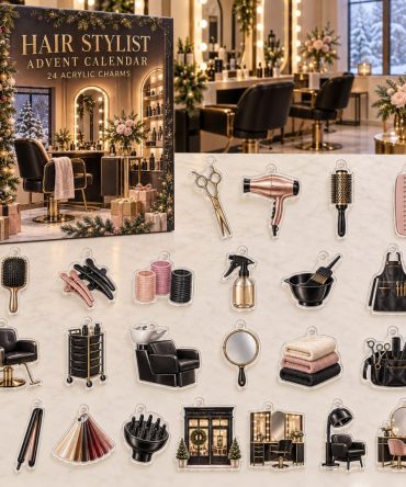 Stylists' 24-Day Hairdressing Countdown Calendar — 24 Acrylic Salon-Themed Charms, Gift For Hairdressers & Beauty Pros