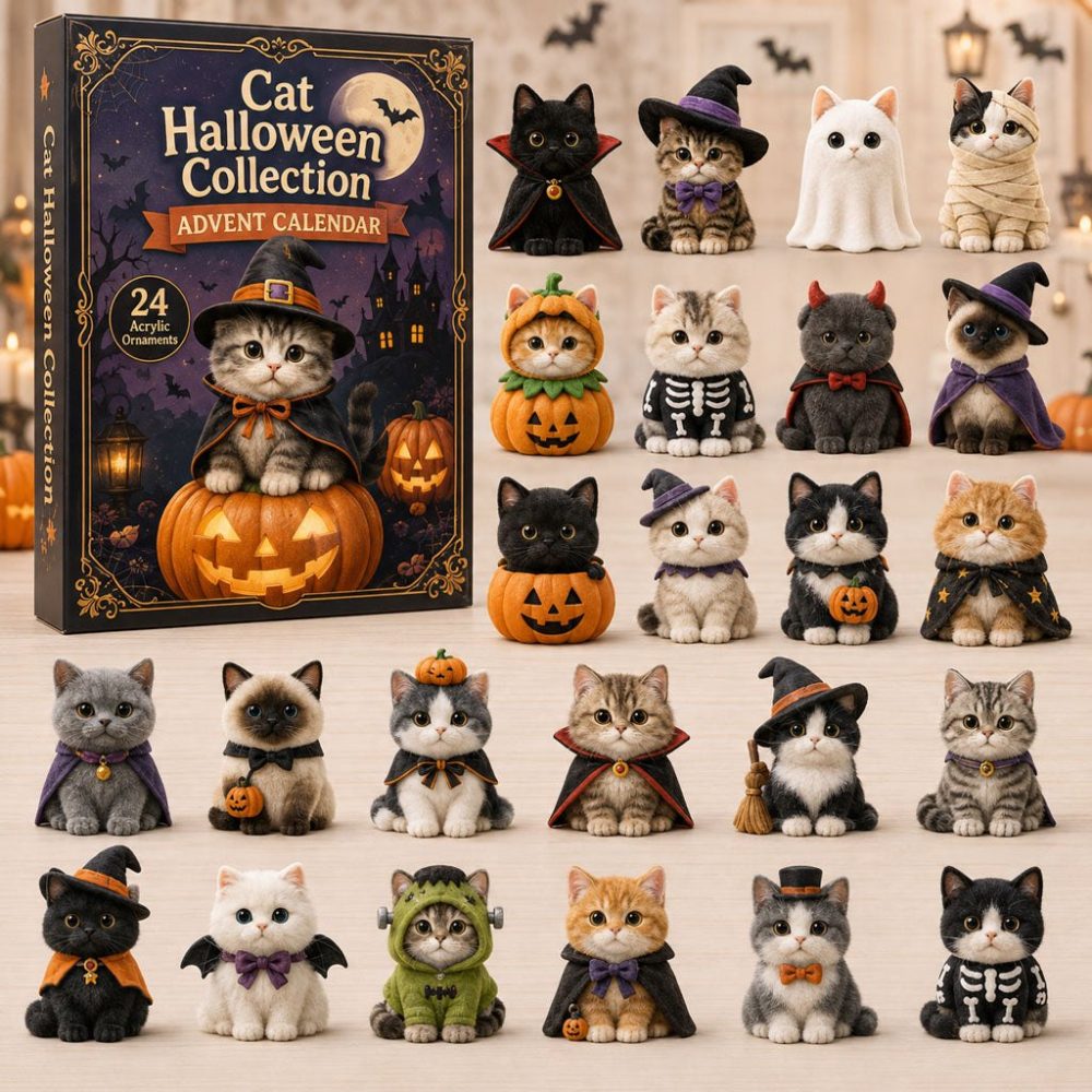 Halloween Cat 2026 Advent Calendar — 24-Day Acrylic Charm Countdown, Spooky Cute Cat Charms For Halloween Décor & Gifts
