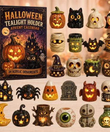 2026 Halloween Tealight Holder Countdown Calendar — 24 Spooky Mini Tealight Acrylic Charms, Seasonal Home Decor