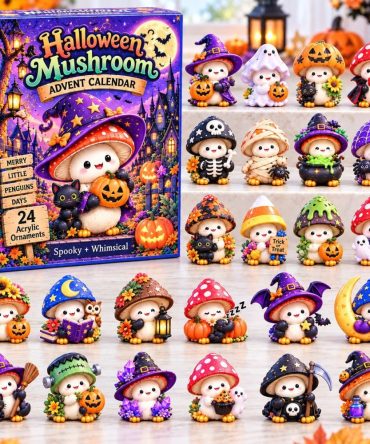 Halloween Mushroom Countdown 2026 — 24-Day Enchanted Acrylic Charm Set For Spooky-Forest Decor & October Celebrations
