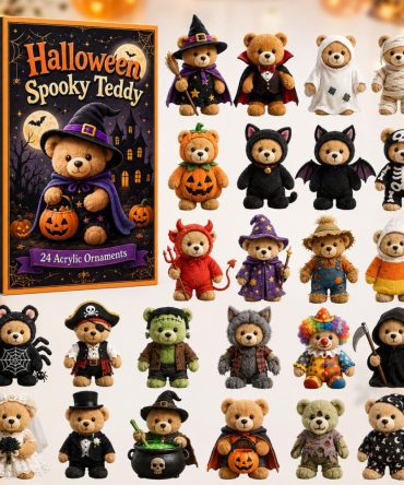 Halloween Spooky Teddy 2026 Countdown — 24-Day Haunted Teddy Bear Advent With Acrylic Charms, Cute & Creepy Seasonal Gift