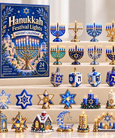2026 Hanukkah Festival Light Advent Calendar — 24 Illuminated Acrylic Charms, Menorah-Themed Countdown Gift