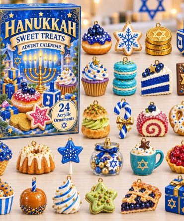 2026 Hanukkah Sweet Treats Advent Calendar — 24 Dessert Acrylic Charms, Holiday Countdown With Candy & Pastry Motifs