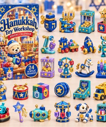 2026 Hanukkah Toy Workshop Advent Calendar — 24 Acrylic Charms, Festive Menorah & Toy-Themed Countdown For Kids