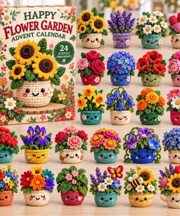 Happy Crochet Pot Countdown Calendar 2026 — 24 Cute Plant & Crochet Acrylic Charms, Cheerful Holiday Gift For Crafters
