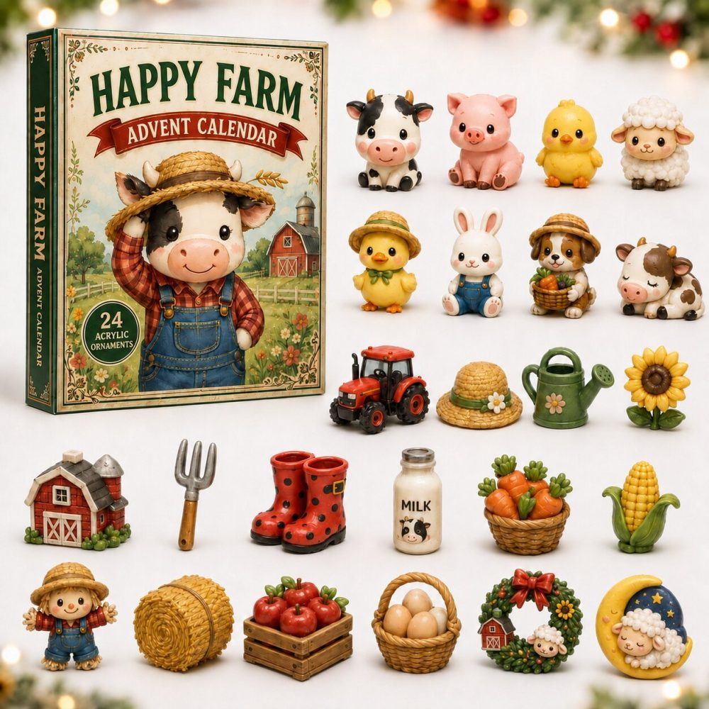 Cozy Happy Farmhouse 2026 Advent Calendar — 24-Day Acrylic Charm Countdown, Country-Inspired Décor & Giftable Keepsake