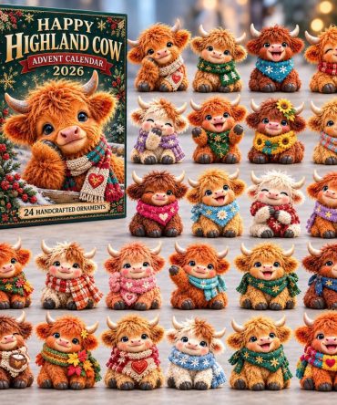 2026 Happy Highland Cow Countdown Calendar – 24-Day Acrylic Charms, Cheerful Scottish Cow Ornament Set & Holiday Gift