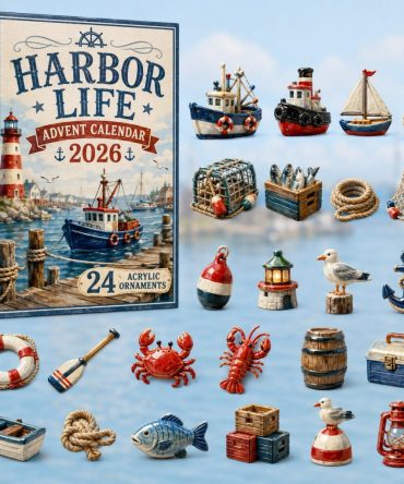 Harbor Life 2026 Advent Calendar — 24-Day Acrylic Charm Countdown, Nautical Ocean-Themed Keepsake Gift & Coastal Decor