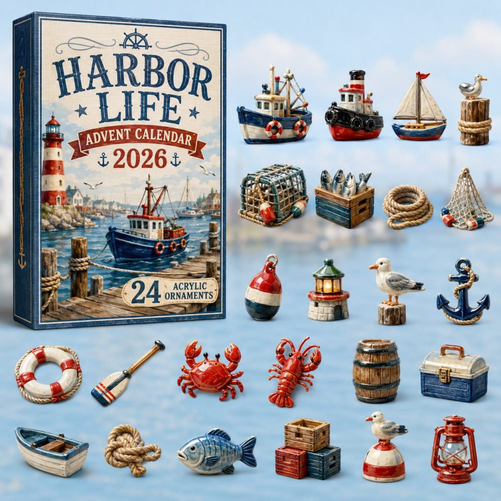Harbor Life 2026 Advent Calendar — 24-Day Acrylic Charm Countdown, Nautical Ocean-Themed Keepsake Gift & Coastal Decor