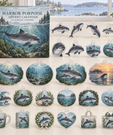 Harbor Porpoise 24-Day Holiday Advent Calendar — 24 Collectible Acrylic Ocean Charms, Nautical Countdown Gift