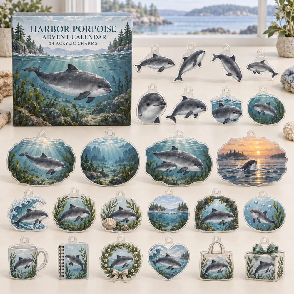 Harbor Porpoise 24-Day Holiday Advent Calendar — 24 Collectible Acrylic Ocean Charms, Nautical Countdown Gift