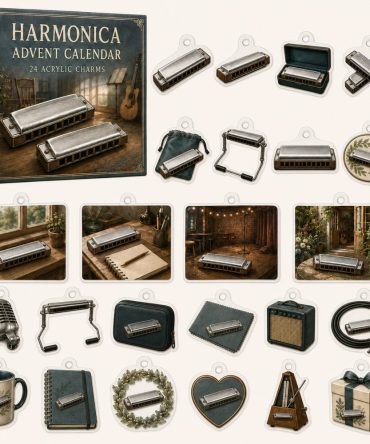 Harmonica 24-Day Charm Advent Calendar - Acrylic Miniature Music Charms For Harmonica Players & Fans , Holiday Countdown Gift Set