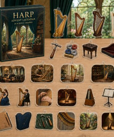 24-Day Harp Musical Charm Countdown — Elegant Acrylic Harp Charms Advent Set, Perfect Holiday Present For Musicians & Enthusiasts