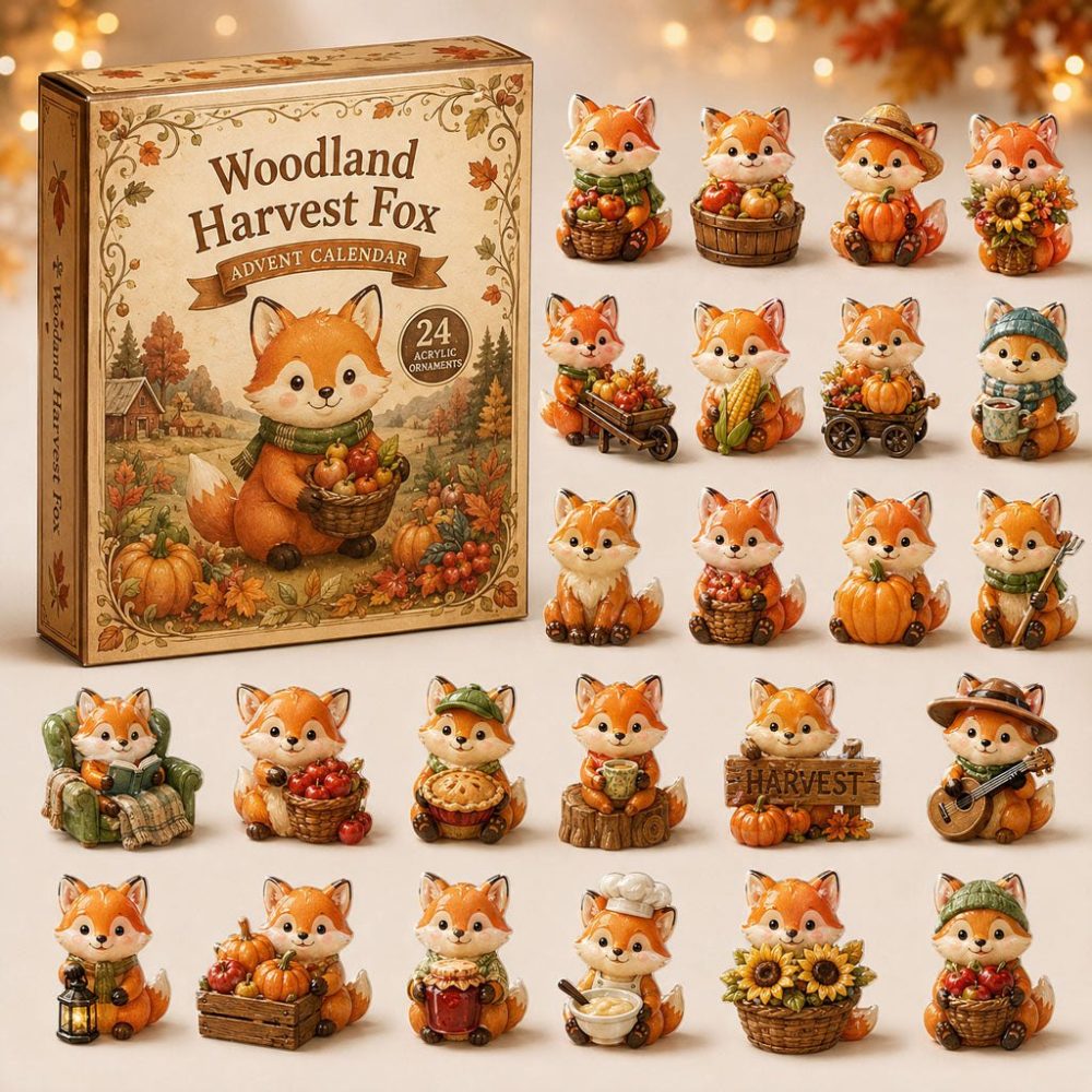 Harvest Fox 2026 Advent Calendar — 24-Day Acrylic Charm Countdown, Rustic Autumn Fox Collectibles & Seasonal Gift