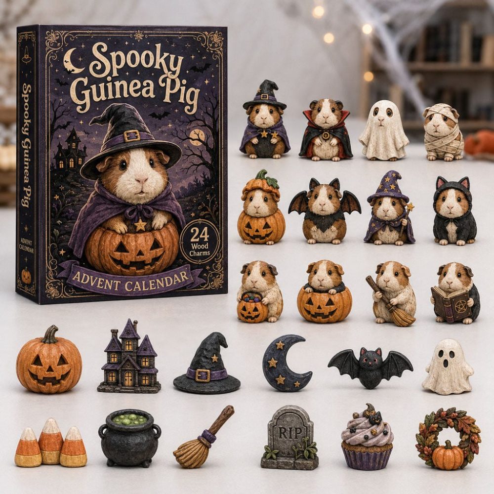 Spooky Haunted Guinea 2026 Advent Calendar — 24-Day Wooden Charm Countdown, Reusable Halloween Home Décor Gift