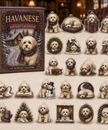 Havanese Holiday Countdown Calendar — 24 Charming Acrylic Charms, Premium 24-Day Dog Lover Gift Set For Havanese Owners