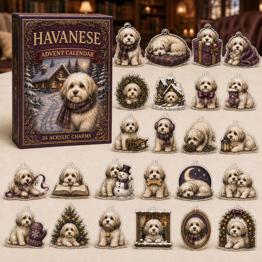 Havanese Holiday Countdown Calendar — 24 Charming Acrylic Charms, Premium 24-Day Dog Lover Gift Set For Havanese Owners