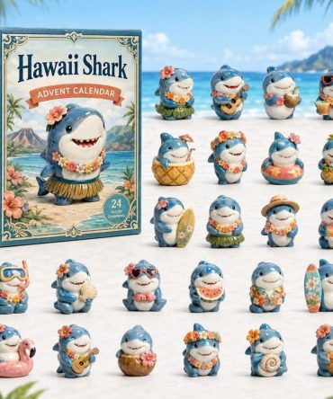 2026 Hawaii Shark Tropical Holiday Countdown Calendar — 24 Acrylic Shark & Ocean Charms, Beach Lover Gift & Fun Collector Item