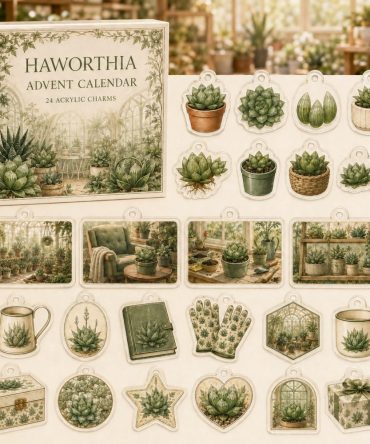 Haworthia 24-Day Acrylic Charm Holiday Countdown - Plant Lover Gift, Mini Charms & Home Decor