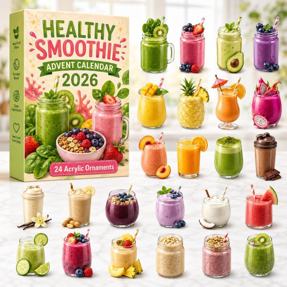 Healthy Smoothie Countdown Calendar — 24 Nutritious Acrylic Charms, Wellness Gift For Smoothie Lovers & Health-Conscious Holiday 2026