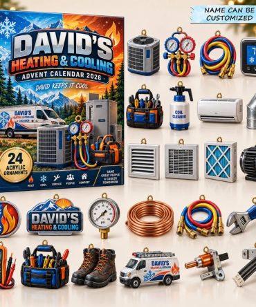 Dual Heating & Cooling Countdown Calendar 2026 — 24 Acrylic Charms, Hvac Gift For Techs, Home Comfort Decor
