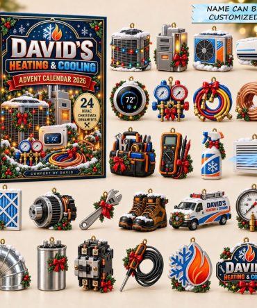 2026 Heating & Cooling Service Countdown - 24-Day Acrylic Charm Advent Calendar, Hvac Service Tech Holiday Gift