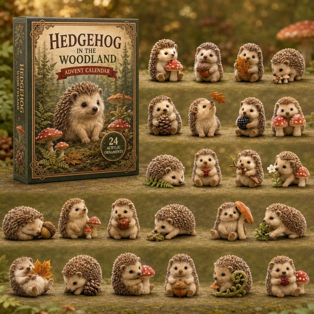 2026 Woodland Hedgehog Countdown — 24-Day Acrylic Charm Advent Calendar, Nature-Inspired Gift For Kids & Collectors