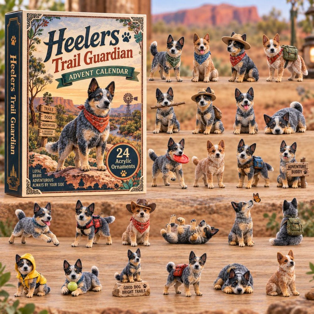 Heeler Trail Guardian 24-Day Advent Calendar 2026 — Acrylic Farm Dog Charms, Rustic Gift For Cattle Dog Fans