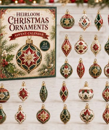 2026 Heirloom Christmas Vintage Countdown Calendar — 24 Classic Acrylic Heirloom Ornaments, Timeless Family Holiday Gift