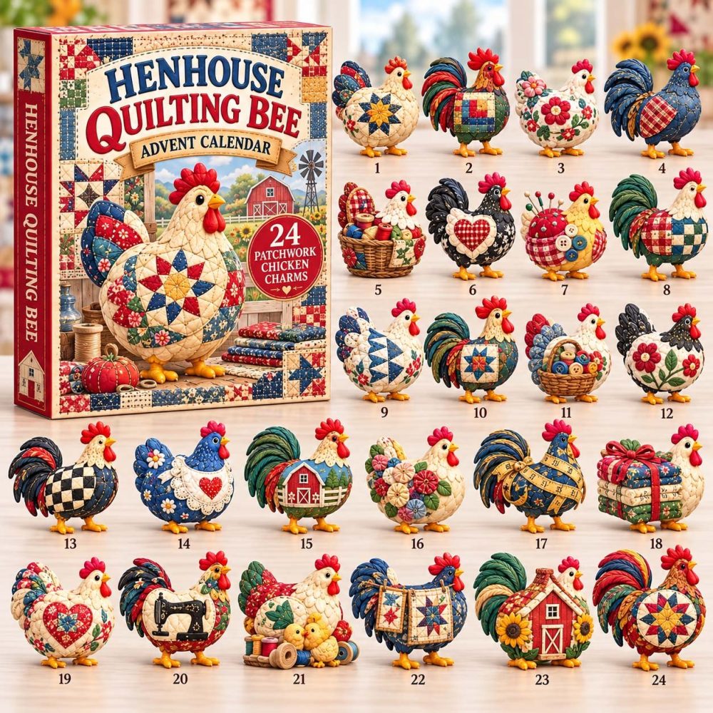 2026 Henhouse Quilting Bee Advent Calendar - 24-Day Acrylic Charms, Quilting & Sewing Theme Holiday Countdown For Crafters