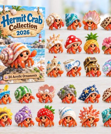Hermit Crab Collection Advent 2026 - 24 Acrylic Hermit Crab Charms, Ocean-Inspired Countdown & Gift Set