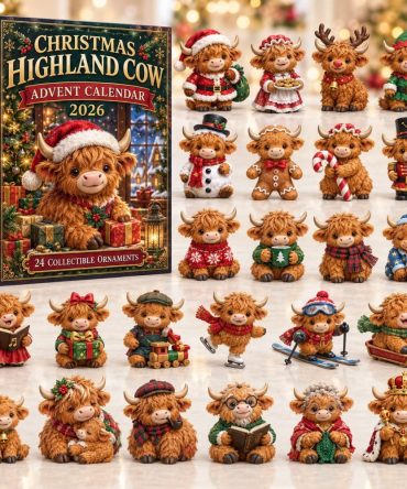 Rustic Highland Cow Holiday Countdown Set — 24-Day Acrylic Charm Advent Calendar For Festive Home Decor & Gift Giving
