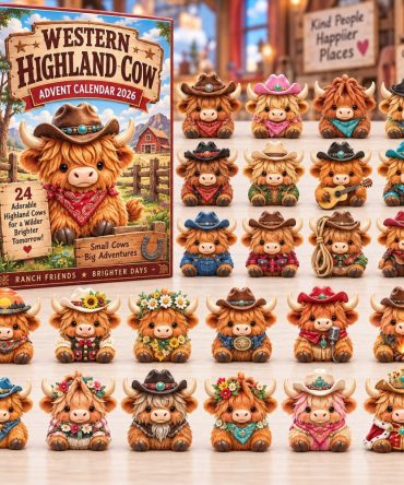 2026 Petite Highland Cow Advent Calendar - 24 Compact Acrylic Charms, Portable Countdown For Travel, Classroom & Family Fun
