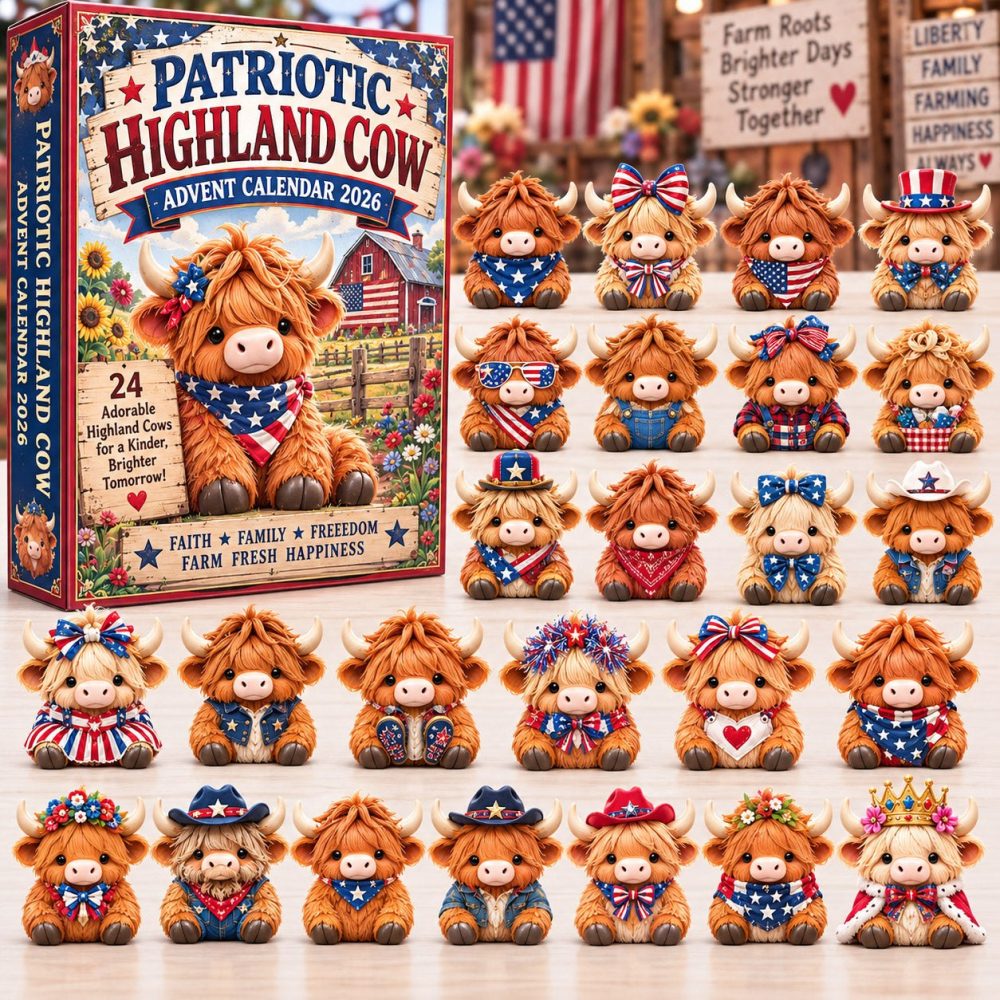 2026 Winter Highland Cow Charm Advent - 24 Acrylic Days Of Joy, Reusable Display & Collectible Cow Charms For Family Traditions