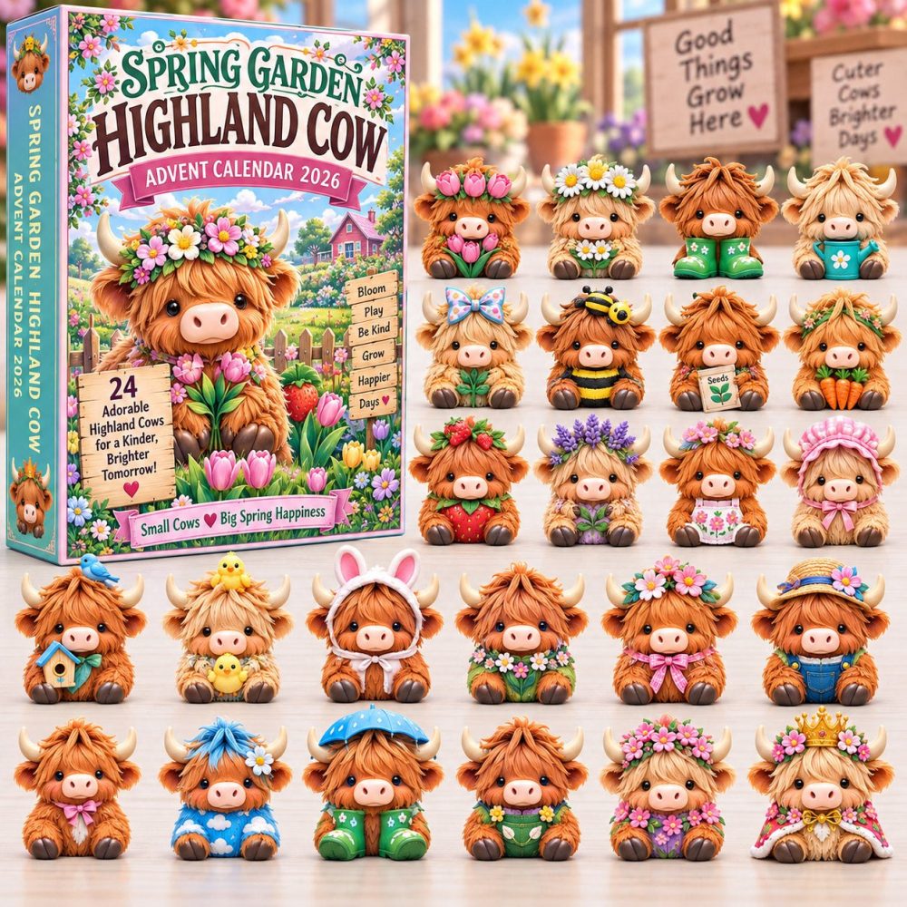 2026 Scottish Highland Cow Holiday Calendar - 24 Acrylic Charm Keepsakes, Animal Lover Advent Countdown Gift Set
